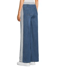 Tractr Blu Denim French Terry Drawstring Waist Flare Jeans