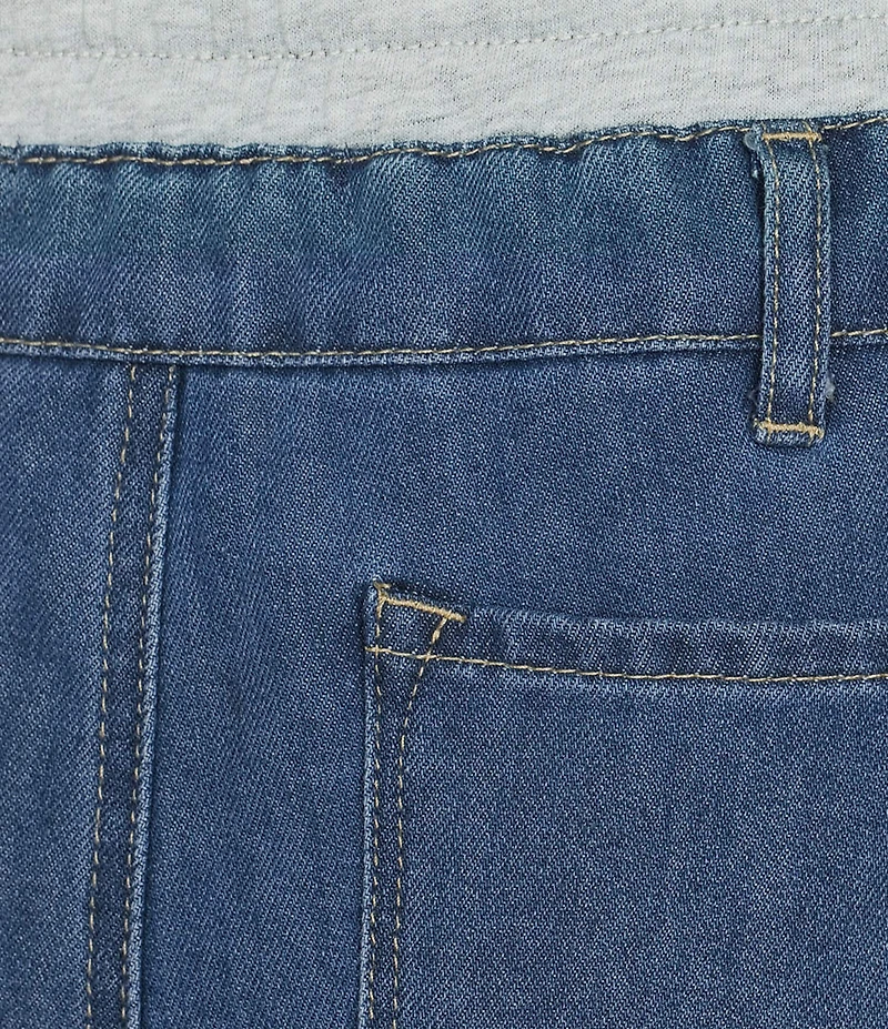 Tractr Blu Denim French Terry Drawstring Waist Flare Jeans