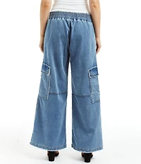 Tractr Tractr Blu Cargo Lounge Mid Rise Denim Jeans