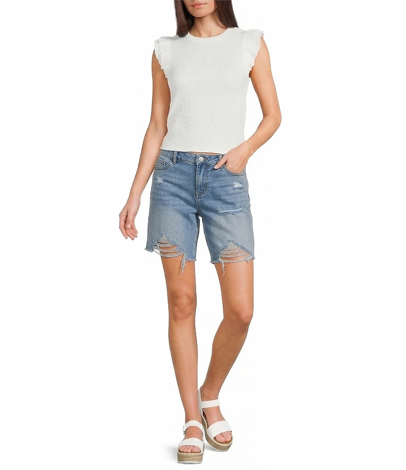 Tractr Destructed 7#double; Inseam Bermuda Shorts