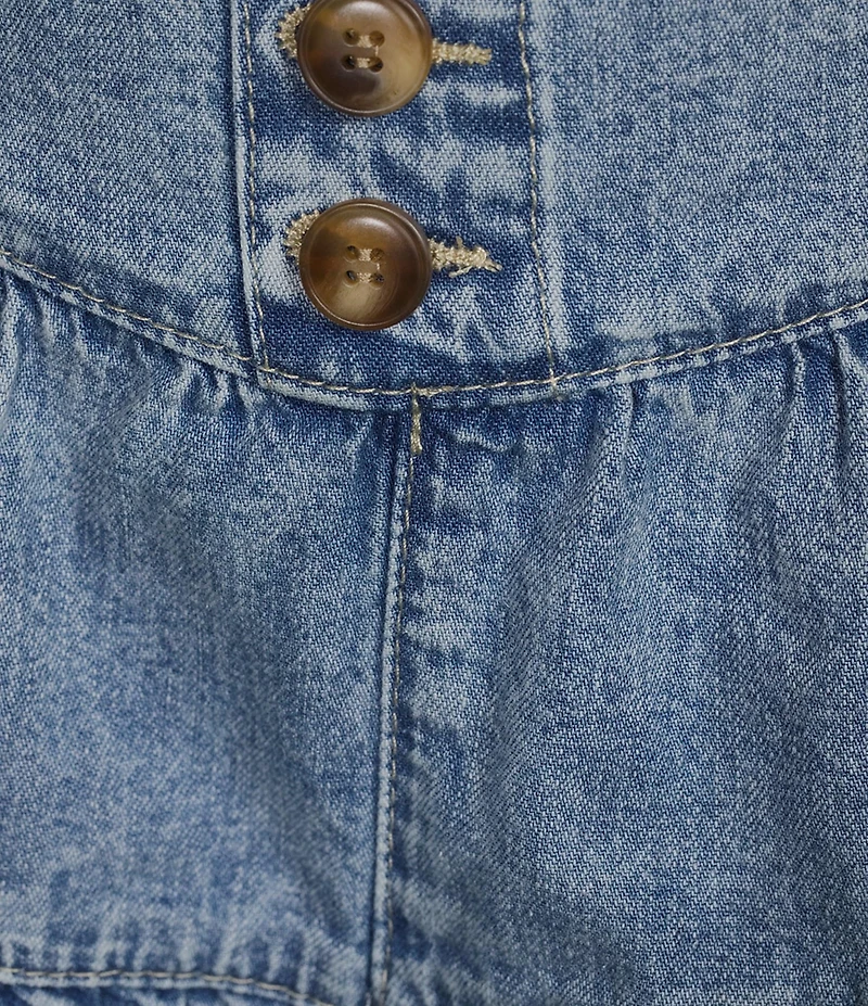 Tractr Tractr Blu Easy Ruffle Denim Shorts