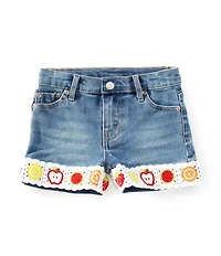 Tractr Little Girls Crochet Cuff Denim Shorts