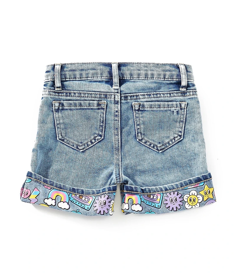 Tractr Little Girls Smiley-Face-Cuff Denim Shorts