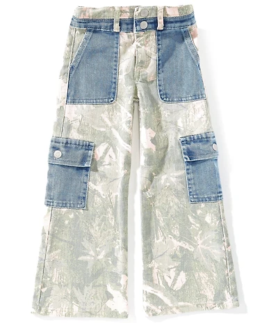 Tractr Little Girls Camouflage Contrast Cargo Pocket Pants
