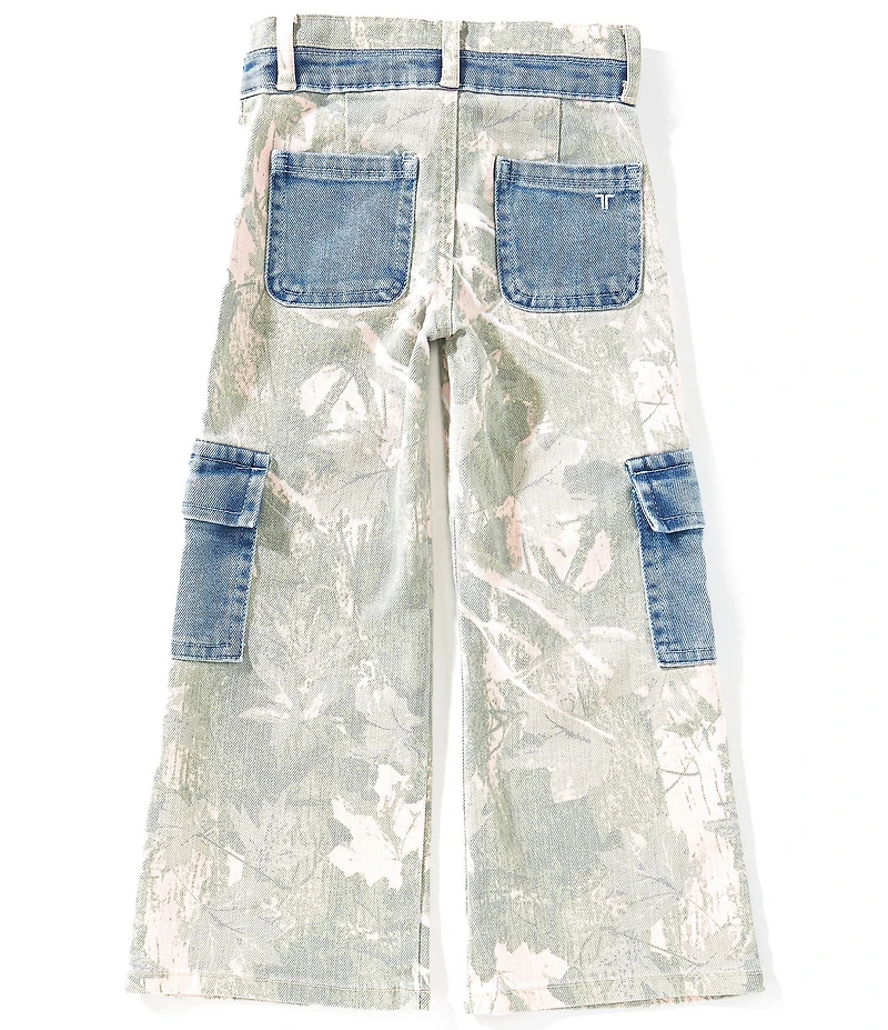 Tractr Little Girls Camouflage Contrast Cargo Pocket Pants