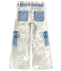 Tractr Little Girls Camouflage Contrast Cargo Pocket Pants