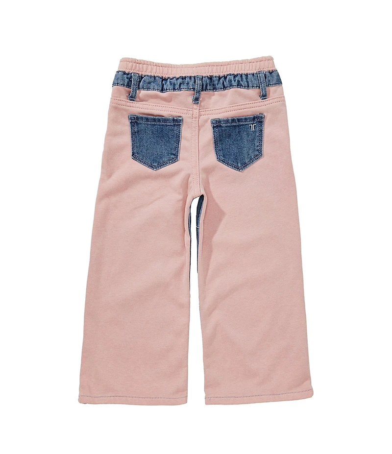 Tractr Little Girls Denim/French Terry Pants