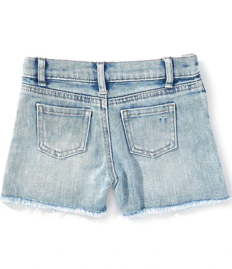 Tractr Little Girls Jeweled-Lace-Bow-Detailed Denim Shorts