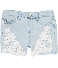 Tractr Little Girls Lace-Trimmed Pull-On Denim Shorts
