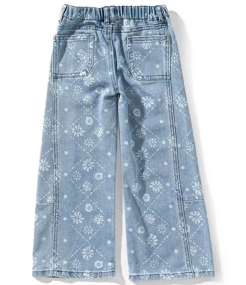 Tractr Little Girls Quilt Bandana Print Denim Pants