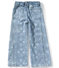 Tractr Little Girls Quilt Bandana Print Denim Pants