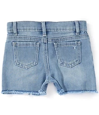 Tractr Little Girls Western Inspired Patch Embroidered Denim Shorts