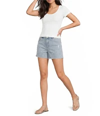 Tractr Tractr Blu Pearl & Rhinestone Denim Shorts