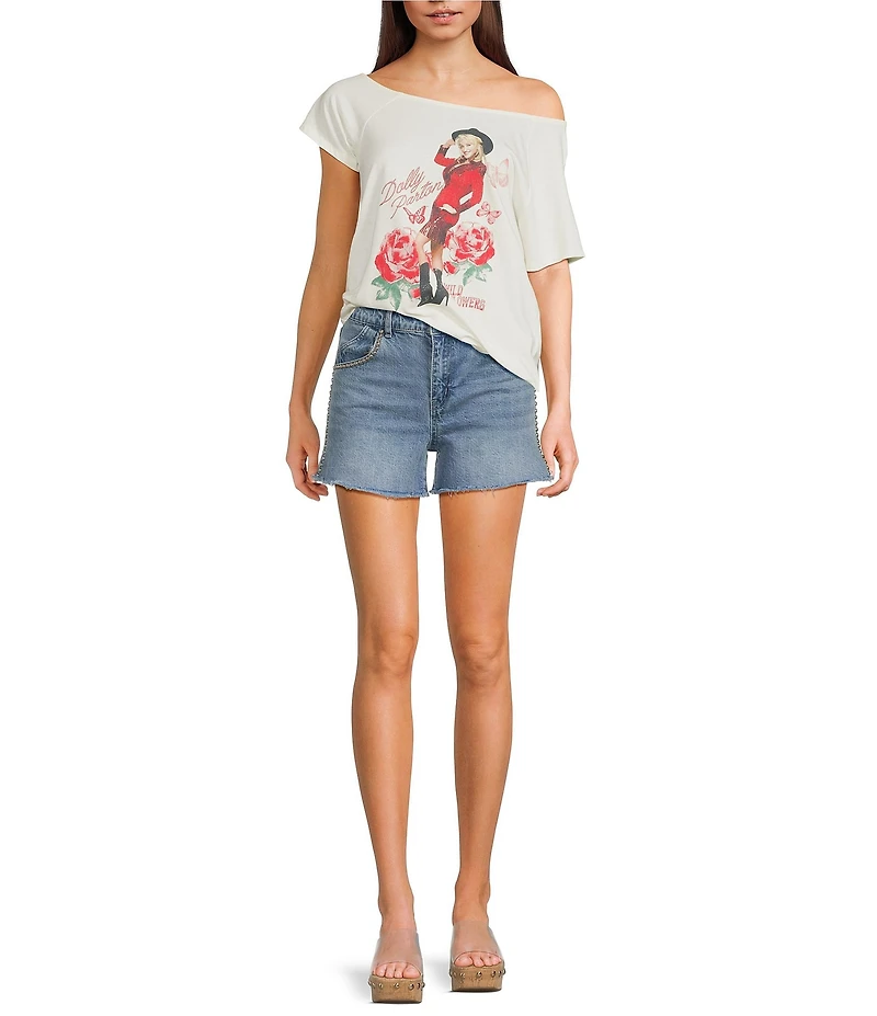 Tractr Studded Outline Denim Shorts
