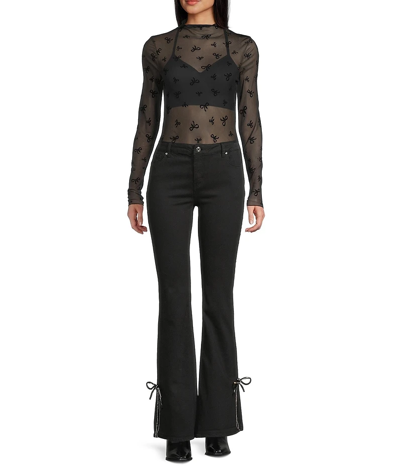 Tractr Tractr Blu Diamond Bow Flared Jeans