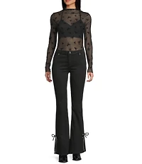 Tractr Tractr Blu Diamond Bow Flared Jeans