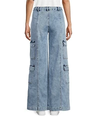 Tractr Tractr Blu Double Cargo Pocket Wide Leg Jeans
