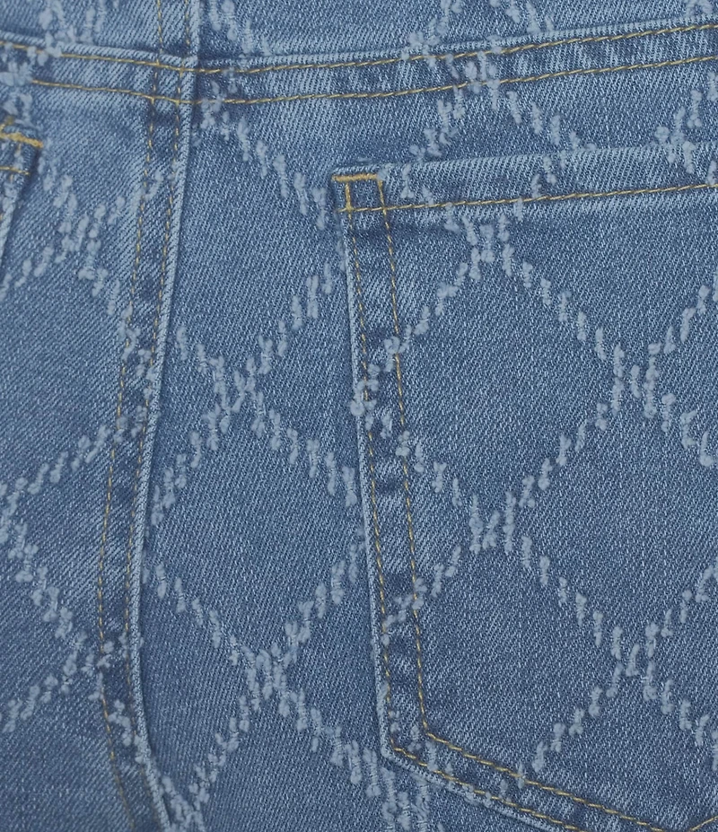 Tractr Tractr Blu Embroidered Wide Leg Jeans