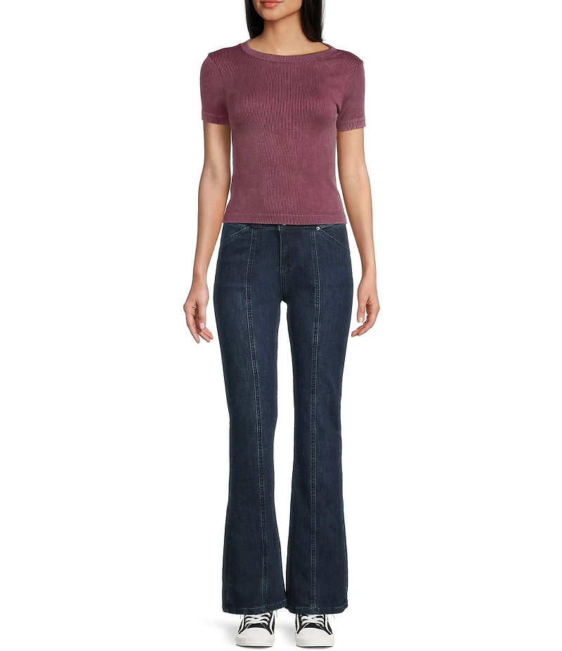 Tractr Tractr Blu Front Seam Flared Denim Jeans