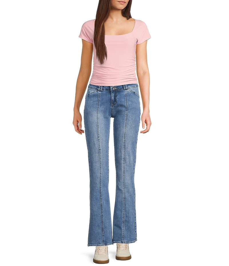 Tractr Tractr Blu Front Seam Medium Indigo Flared Denim Jeans