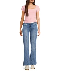 Tractr Tractr Blu Front Seam Medium Indigo Flared Denim Jeans