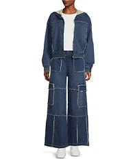 Tractr Tractr Blu Long Sleeve French Terry Hoodie Jacket