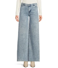 Tractr Tractr Blu Rhinestone Studded Wide Leg Jeans