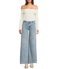 Tractr Tractr Blu Rhinestone Studded Wide Leg Jeans