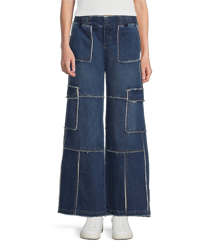 Tractr Tractr Blu Wide Leg Cargo Pocket French Terry Pants