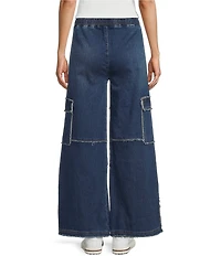 Tractr Tractr Blu Wide Leg Cargo Pocket French Terry Pants