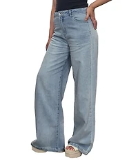 Tractr Tractr Blu Wide Leg Mid Rise Denim Jeans