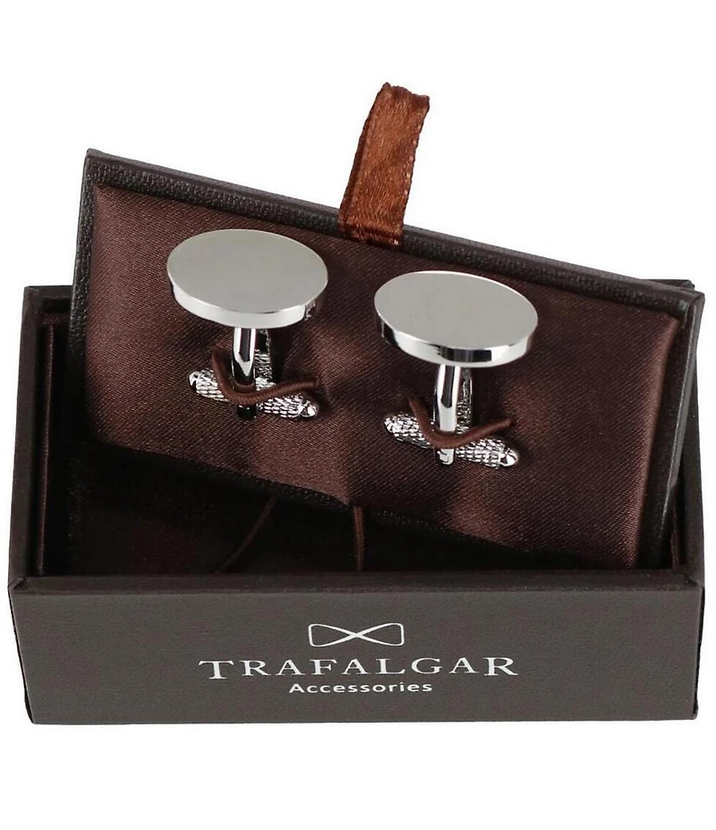 Trafalgar Asher Oval Brass Engravable Cuff Links