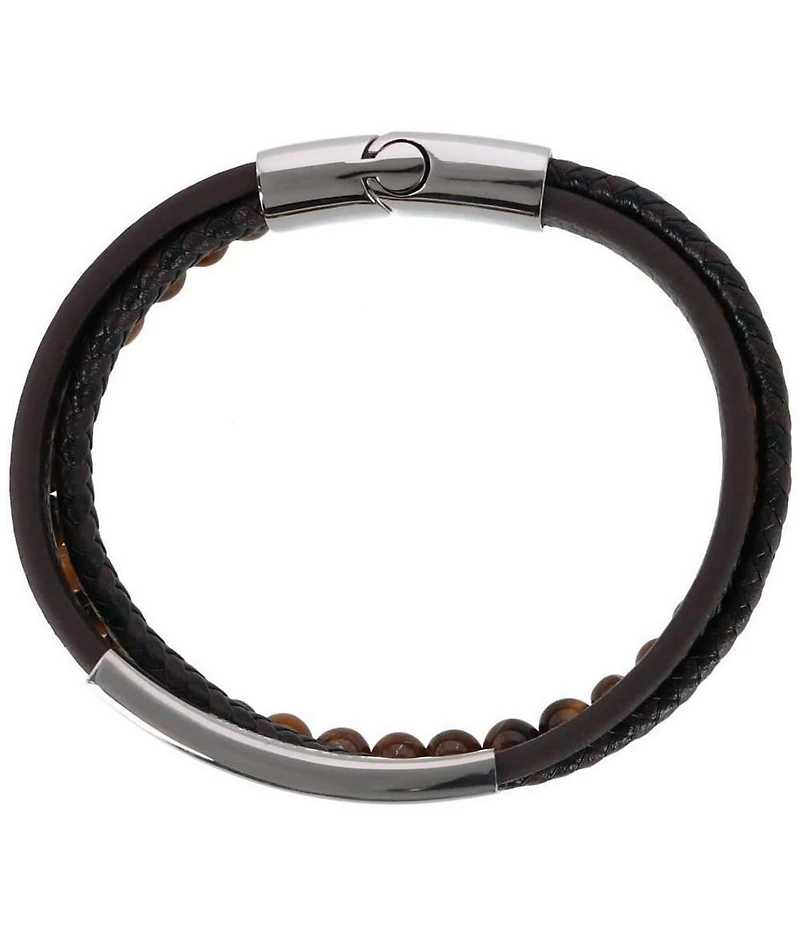 Trafalgar Beaded And Leather 3 Strand Bracelet