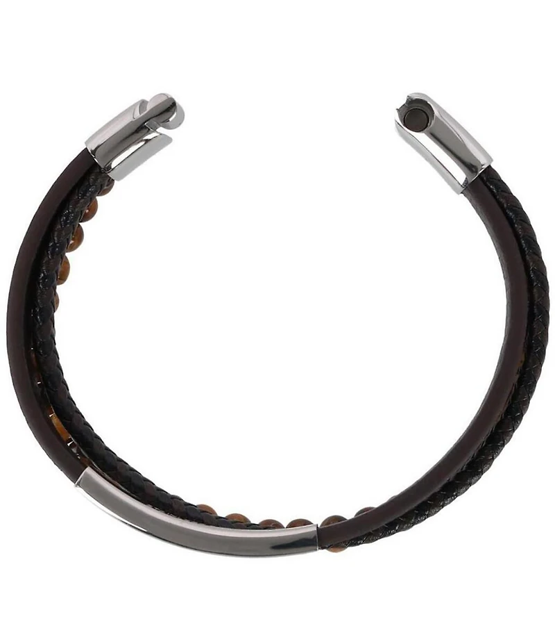 Trafalgar Beaded And Leather 3 Strand Bracelet