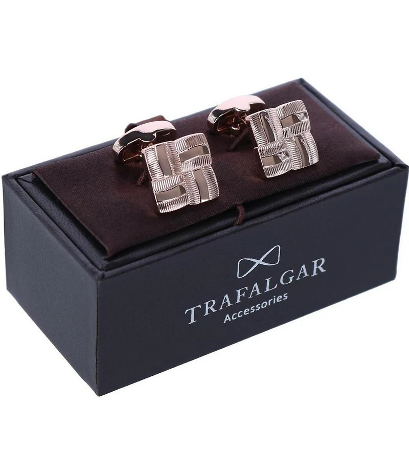 Trafalgar Clayton Square Detailed Rose Gold Cuff Links