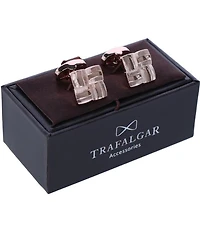 Trafalgar Clayton Square Detailed Rose Gold Cuff Links