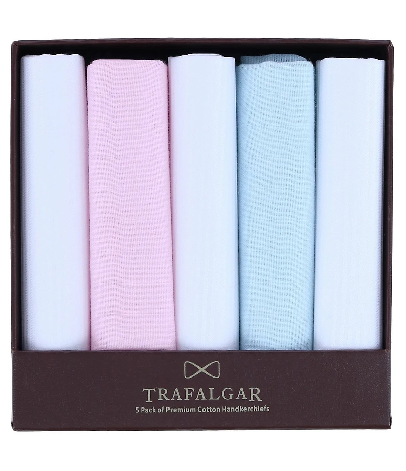 Trafalgar Dapper Premium Cotton Rolled Handkerchiefs 5-Pack