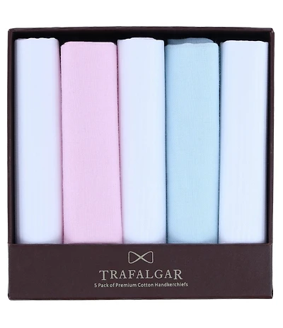 Trafalgar Dapper Premium Cotton Rolled Handkerchiefs 5-Pack