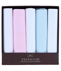Trafalgar Dapper Premium Cotton Rolled Handkerchiefs 5-Pack