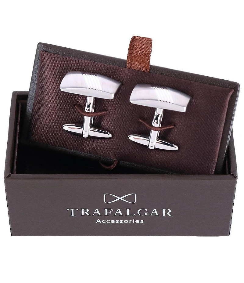 Trafalgar Diagonal Detail Rhodium Cuff Links