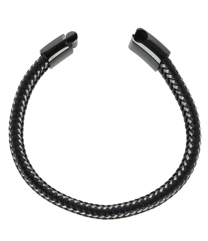 Trafalgar Esteban Black And Sliver Braided Bracelet