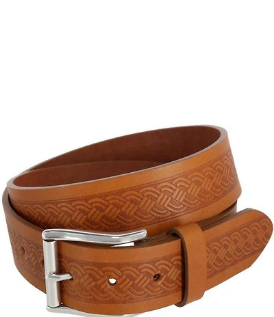 Trafalgar Grady 40mm Celt Scroll Embossed Leather Belt