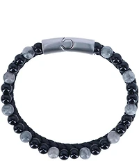 Trafalgar Loose Fit Thurgood Beaded and Braided Leather Secure Clasp Bracelet