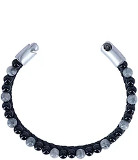 Trafalgar Loose Fit Thurgood Beaded and Braided Leather Secure Clasp Bracelet