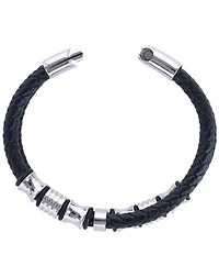 Trafalgar Silver And Leather 2-Band Leather Bracelet