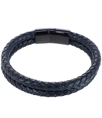 Trafalgar Simple 2 Band Braided Secure Clasp Leather Bracelet