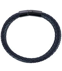 Trafalgar Simple 2 Band Braided Secure Clasp Leather Bracelet