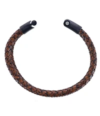 Trafalgar Simple 2 Band Braided Secure Clasp Leather Bracelet
