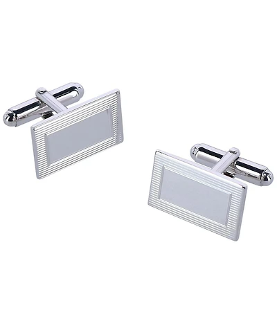 Trafalgar Sterling Silver Rectangle Engine Turned Cuff Links