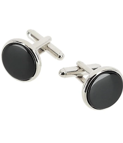 Trafalgar Sutton Round Genuine Onyx Cuff Links